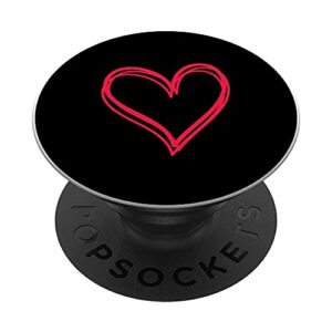 black background simple heart shape minimalistic red heart popsockets swappable popgrip
