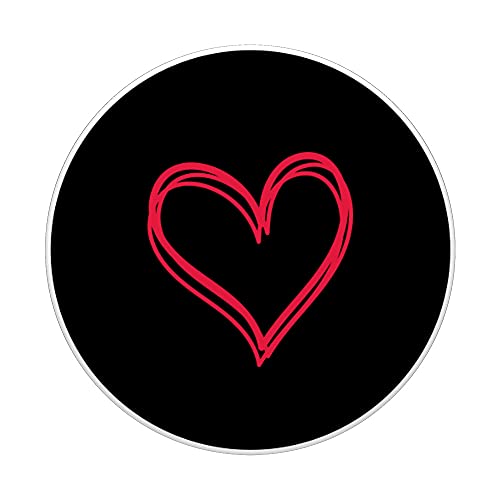 Black Background Simple Heart Shape Minimalistic Red Heart PopSockets Swappable PopGrip