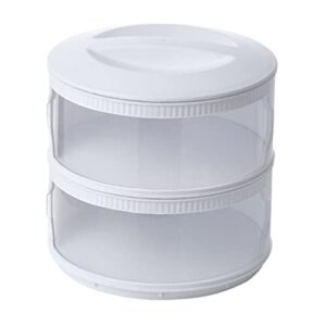 hemoton plastic round food storage containers with lid and tray pie keeper cookie cupcake carrier cheesecake holder (2 layers)