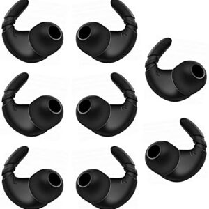 ALXCD Sports Earbud Stabilizers Fins Wing Tips Ear Tips Adapters Compatible with Most In-Ear Earbuds, Anti-Slip Silicon Sport Eartips, Compatible with SONY AKG Galaxy S9 S10 Earbuds etc. 4 Pairs Black