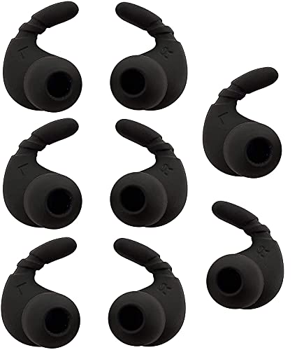 ALXCD Sports Earbud Stabilizers Fins Wing Tips Ear Tips Adapters Compatible with Most In-Ear Earbuds, Anti-Slip Silicon Sport Eartips, Compatible with SONY AKG Galaxy S9 S10 Earbuds etc. 4 Pairs Black