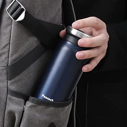 Tsuruya Portable 14oz Leak-proof Screw Lid Insulated Water Bottle 18/8 Double Wall Anti-corrosion Stainless Steel Wide Mouth Coffee Bottle for Travel, Home or Office