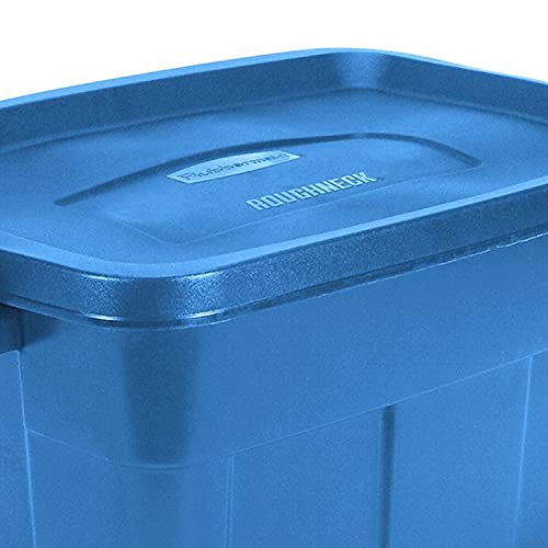 Rubbermaid Roughneck Tote 14 Gallon Stackable Storage Container w/Stay Tight Lid & Easy Carry Handles, Heritage Blue (6 Pack)