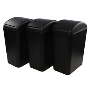 vababa 3-pack 4.5 gallon plastic swing-top garbage can, trash can with swing lid, black