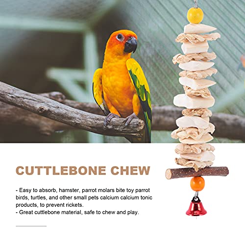 balacoo Bird Cuttlebone Cuttlefish Bones with Bell Beak Stone Parrot Beak Grinder Desalting Toy Cuddle Bone Pet Training Calcium Chew Molar Toy Hanging 25CM