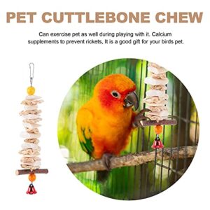 balacoo Bird Cuttlebone Cuttlefish Bones with Bell Beak Stone Parrot Beak Grinder Desalting Toy Cuddle Bone Pet Training Calcium Chew Molar Toy Hanging 25CM