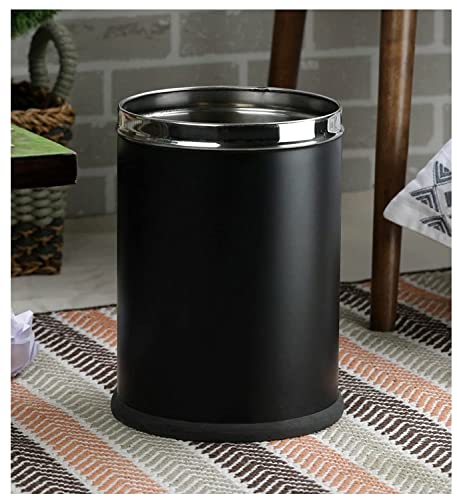 King International 1.84 Gallon Black Open Trash Can, Wastebasket, Garbage Container Bin, Bathroom, Powder Room, Bedroom, Kitchen, Craft Room, Office,