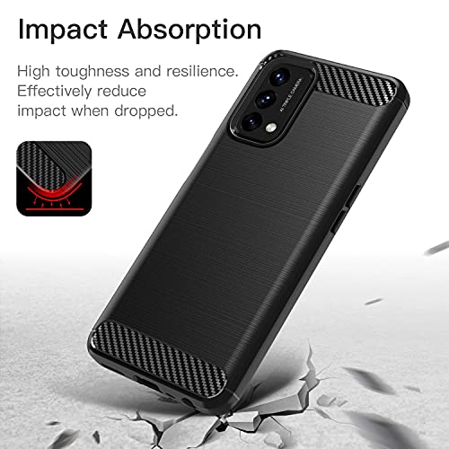 M MAIKEZI OnePlus Nord N200 5G case,OnePlus Nord N200 case,with HD Screen Protector, Soft TPU Slim Fashion Non-Slip Protective Phone Case Cover for OnePlus Nord N200 5G (Black Brushed TPU)