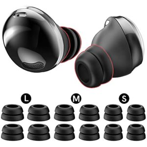 delidigi ear tips for galaxy buds pro, 6 pairs double flange silicone eartips earbuds earplug replacement accessories compatible with samsung galaxy bus pro 2021 s/m/l size (6 pairs black)
