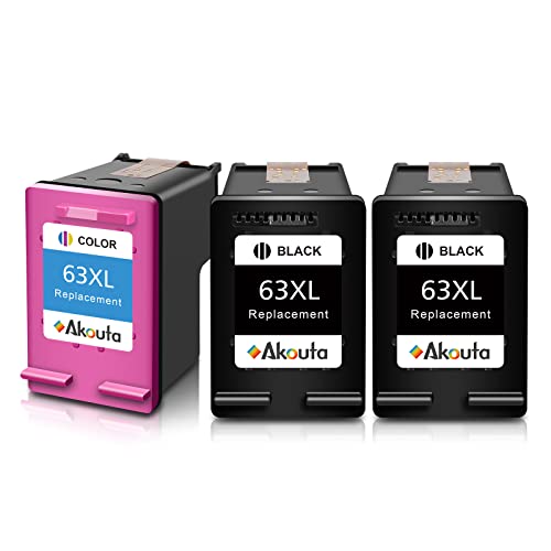 63XL Ink Cartridges Combo Pack Replacement for HP Ink 63 63XL Ink Works with HP OfficeJet 3830 4650 4655 5255 5258 5200 3833 Envy 4520 4512 DeskJet 1112 2130 3630 3633 Printer (2 Black,1 Tri-Color)