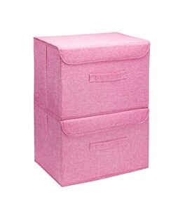 fudde foldable fabric storage box[2-pack] dust-proof storage boxes with flip lid, can store clothes, shelves, books and toys, used in family bedroom closet storage boxes. (m, pink)