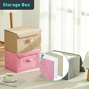 FUDDE foldable fabric storage box[2-Pack] dust-proof storage boxes with flip lid, can store clothes, shelves, books and toys, used in family bedroom closet storage boxes. (M, PINK)