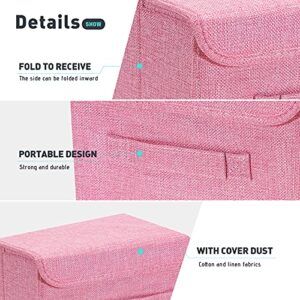 FUDDE foldable fabric storage box[2-Pack] dust-proof storage boxes with flip lid, can store clothes, shelves, books and toys, used in family bedroom closet storage boxes. (M, PINK)