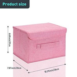 FUDDE foldable fabric storage box[2-Pack] dust-proof storage boxes with flip lid, can store clothes, shelves, books and toys, used in family bedroom closet storage boxes. (M, PINK)