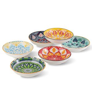 ahx small bowls - ice cream dessert bowl 8.5 oz - ceramic bowl set of 6 - colorful shallow bowl for side dish | snack | appetizer - microwave and dishwasher safe - 5.5 x 1.3 inches