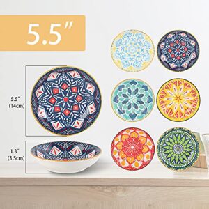 AHX Small Bowls - Ice Cream Dessert Bowl 8.5 oz - Ceramic Bowl Set of 6 - Colorful Shallow Bowl for Side Dish | Snack | Appetizer - Microwave and Dishwasher Safe - 5.5 x 1.3 Inches