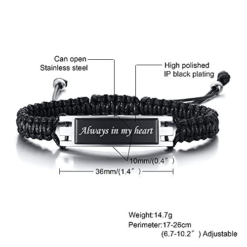 Cremation Memorial Urn Bracelet,Stainless Steel Cremation Manmade Braided Urn Bracelet Keepsake Urn Bracelet for Ashes, Free Fill Kit