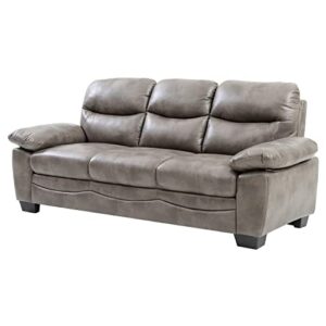 glory furniture marta faux leather sofa in gray