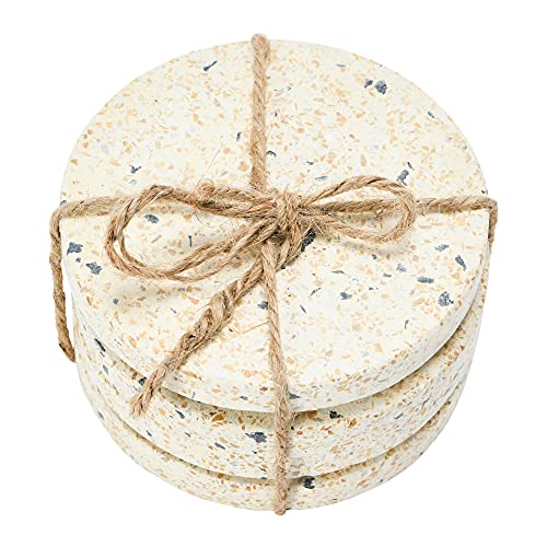 Main + Mesa Round Terrazzo Coasters, Eggshell, Set of 4