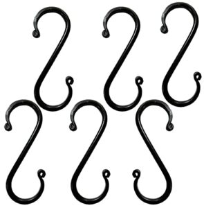 6 wrought iron s hooks - 5" hand forged with scrolls (set of six) by amish blacksmith lancaster pennsylvania usa