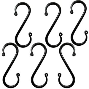 6 Wrought Iron S Hooks - 5" Hand Forged with Scrolls (Set of Six) by Amish Blacksmith Lancaster Pennsylvania USA