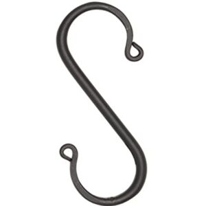 6 Wrought Iron S Hooks - 5" Hand Forged with Scrolls (Set of Six) by Amish Blacksmith Lancaster Pennsylvania USA