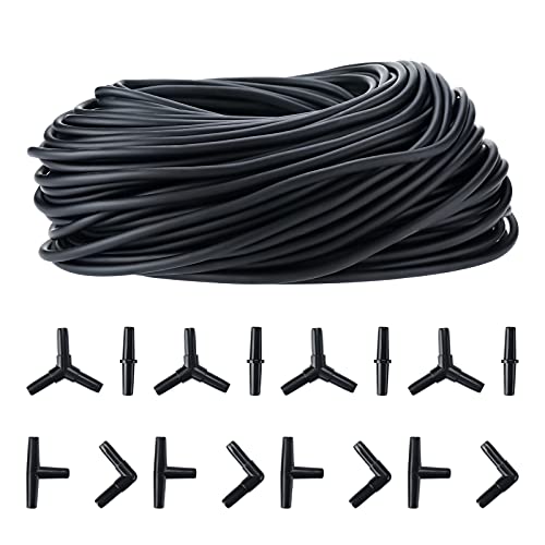 Patioer Aquarium Airline Tubing Black, 320 Ft Standard 3/16" Silicone Flexible Airline Tubing Hose for Aquariums, Fish Tank, Terrariums, and Hydroponics, Air Pump Accessories