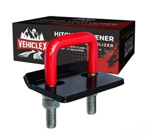 vehiclex anti rattle hitch tightener for 1.25" and 2" hitch receivers – 0.44" u-bolt diameter – protective anti-rust coating