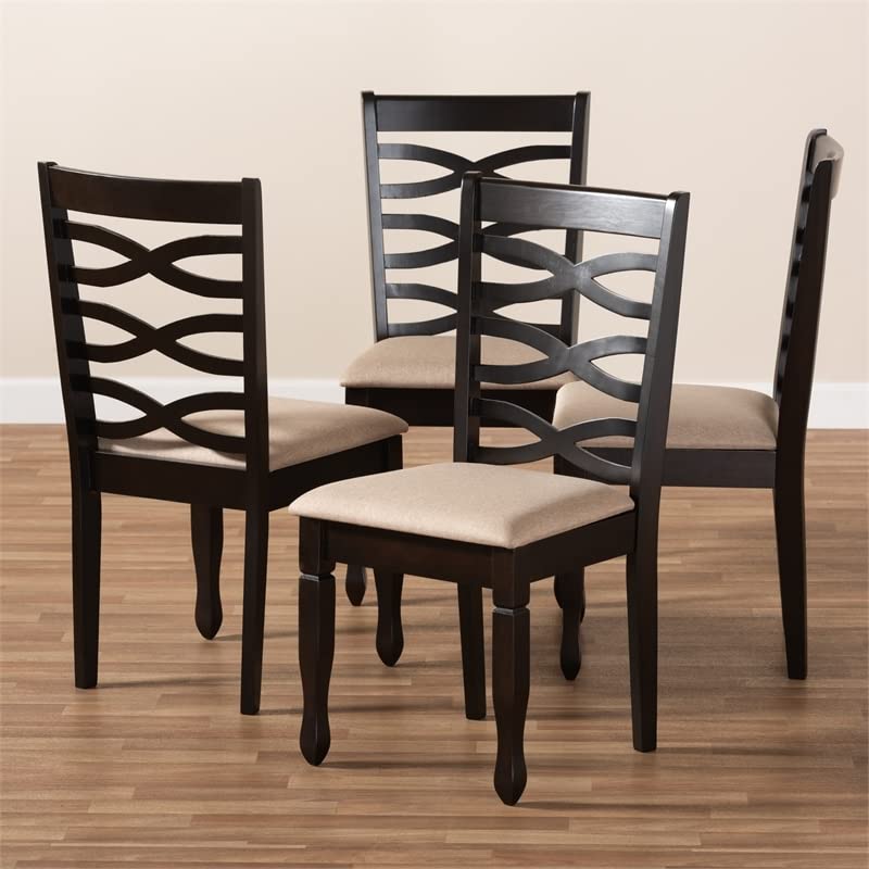 BOWERY HILL 18.5'' Mid-Century Wood Dining Chair in Mahogany/Espresso (Set of 4)