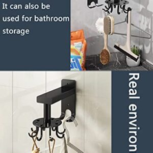 HEFFY Kitchen Storage Rotary Hook Rotatable Utensils Hooks Aluminum Small Utensil Holder Cooking Tool Hanger Bathroom Toilet RV Campers Easy to Install with 8 Removable Black