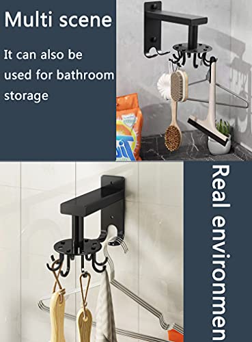 HEFFY Kitchen Storage Rotary Hook Rotatable Utensils Hooks Aluminum Small Utensil Holder Cooking Tool Hanger Bathroom Toilet RV Campers Easy to Install with 8 Removable Black