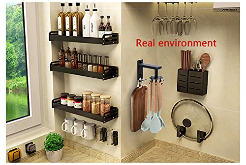 HEFFY Kitchen Storage Rotary Hook Rotatable Utensils Hooks Aluminum Small Utensil Holder Cooking Tool Hanger Bathroom Toilet RV Campers Easy to Install with 8 Removable Black