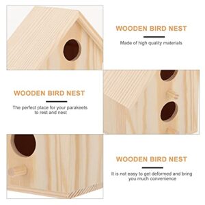 DOITOOL 2pcs Wooden Bird Nest Box Bird House Parrot Breeding Box Cage Wood Bird Nest for Budgie Parakeet Cockatiel Conure Canary Finch Dove Lovebird