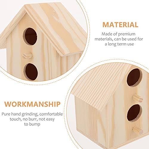 DOITOOL 2pcs Wooden Bird Nest Box Bird House Parrot Breeding Box Cage Wood Bird Nest for Budgie Parakeet Cockatiel Conure Canary Finch Dove Lovebird