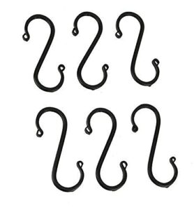 6 wrought iron s hooks - 4" hand forged with scrolls (set of six) hand forged by amish blacksmith lancaster pennsylvania usa
