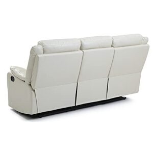 Glory Furniture Ward Faux Leather Double Reclining Sofa in Pearl