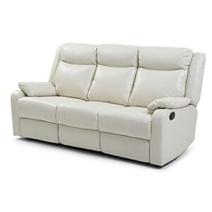 Glory Furniture Ward Faux Leather Double Reclining Sofa in Pearl