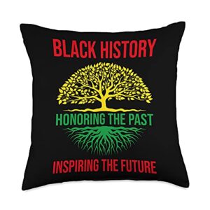 african roots pride black history month honoring the past inspiring the future bhm black history throw pillow, 18x18, multicolor