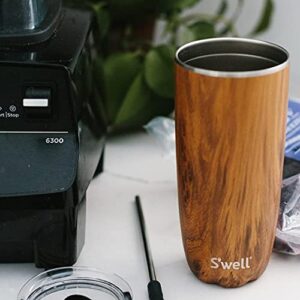 S'well Stainless Steel Tumbler with Straw - 24 Fl Oz - Teakwood - Triple-Layered Vacuum-Insulated Containers Keeps Drinks Cold for 18 Hot for 5 Hours - BPA-Free Water Bottle