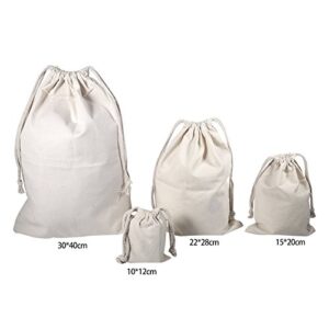 BORDSTRACT Cotton Muslin Bags, Cotton Drawstring Storage Laundry Sack Stuff Bag Reusable Travel Pouch Eco-Friendly Cotton Drawstring Bags Sachet Bag for Home Supplies(22X28cm)