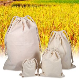 BORDSTRACT Cotton Muslin Bags, Cotton Drawstring Storage Laundry Sack Stuff Bag Reusable Travel Pouch Eco-Friendly Cotton Drawstring Bags Sachet Bag for Home Supplies(22X28cm)