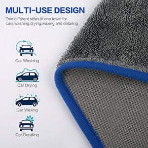 KinHwa Microfiber Car Drying Towel 16 x 24inch 2 Pack Absorbent Car Wash Cleaning Cloth Soft Cleaning Wipes for Car Detailing Lint-Free and Scratch-Free Ideal for auto Trucks Boats SUV Dark-Gray