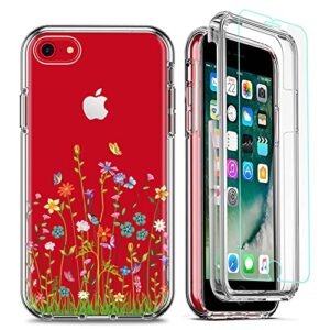 firmge for iphone se 2020 case, compatible iphone 8/7 / 6s / 6 case 4.7 inch, with [2 x tempered glass screen protector] 360 full-body coverage heavy duty shockproof phone protective cover- lk001