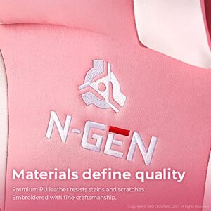 N-GEN Gaming Chair Ergonomic Office Chair PC Desk Chair with Lumbar Support Flip Up Arms Levelled Seat Style Headrest PU Leather Executive High Back Computer Chair for Adults Women Men (4. Peach Pink)