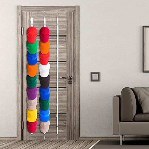 27 Hooks hat rack for wall Baseball Wall Mount Hanger Closet Ball Caps 3 White Sturdy Hat Rack over The Door Hanging Cap Display Organizer for Organization Women Man Girls Teen Kids Storage