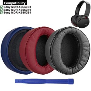 MDR-XB950BT Ear Pads, Replacement Ear Cushions Protein Leather Memory Foam Earpads for Sony MDR XB950BT XB950N1 XB950B1 XB950AP XB950/H Wireless Bluetooth Headphones - Black