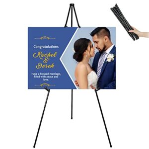 2022 version display easel stand for wedding sign poster,63" tall instant easels for display arts painting shower sign,adjustable collapsable floor tripod with portable bag,holds 5lbs,1pack