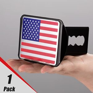 CZC AUTO American Flag Trailer Hitch Cover Aluminum USA U.S. Flag Towing Receiver Plug Cover, Metal Emblem Guard for Pickup Truck Car SUV, Heavy Duty Tube Plug Insert Fits 2" Receiver