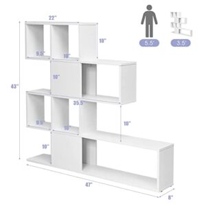 Tangkula 16 Shelves Bookshelf, Modern Ladder Corner Bookshelf, 9 Cubes Stepped Storage Bookcase, 5-Tier Display Shelf Storage Organizer for Home Office, 47 x 8 x 43 Inch, Room Divider Bookcase