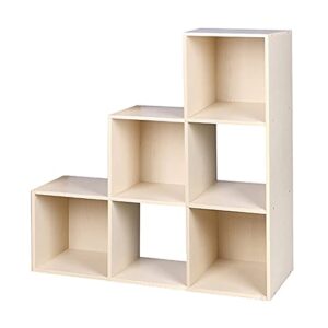 home basics open and enclosed cube mdf storage organizer, oak (6-cube tiered)